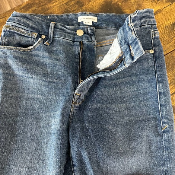 Good American jeans size 4/27 good legs chew hem skinny mid rise medium wash - Picture 4 of 9